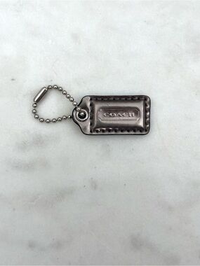 COACH Shiny Patent Leather Hang Tag, Gray Silver